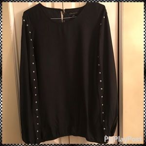 LANE BRYANT Black Cape Blouse